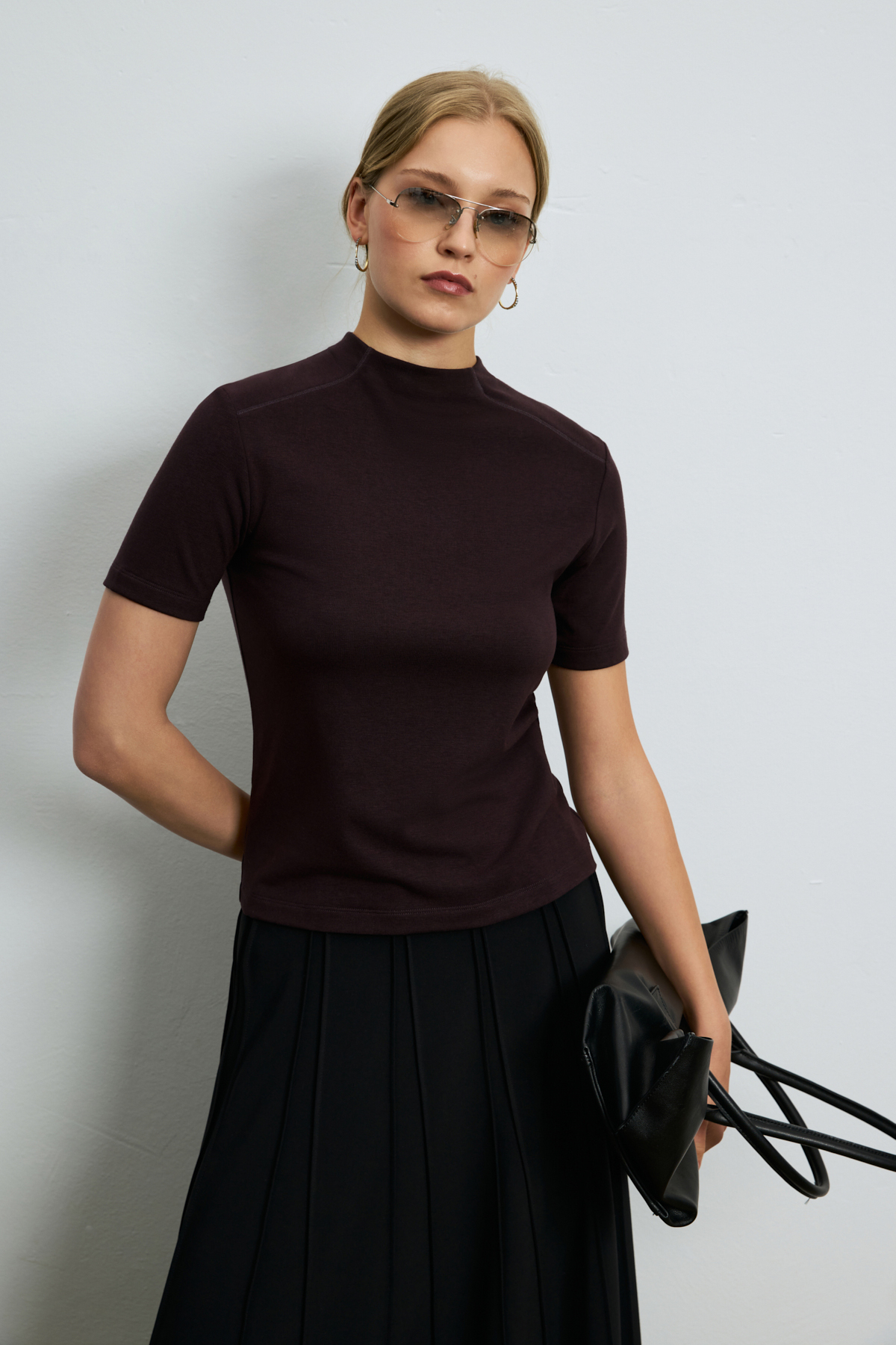 Delrey Women's T-Shirt Burgundy - LUFIAN