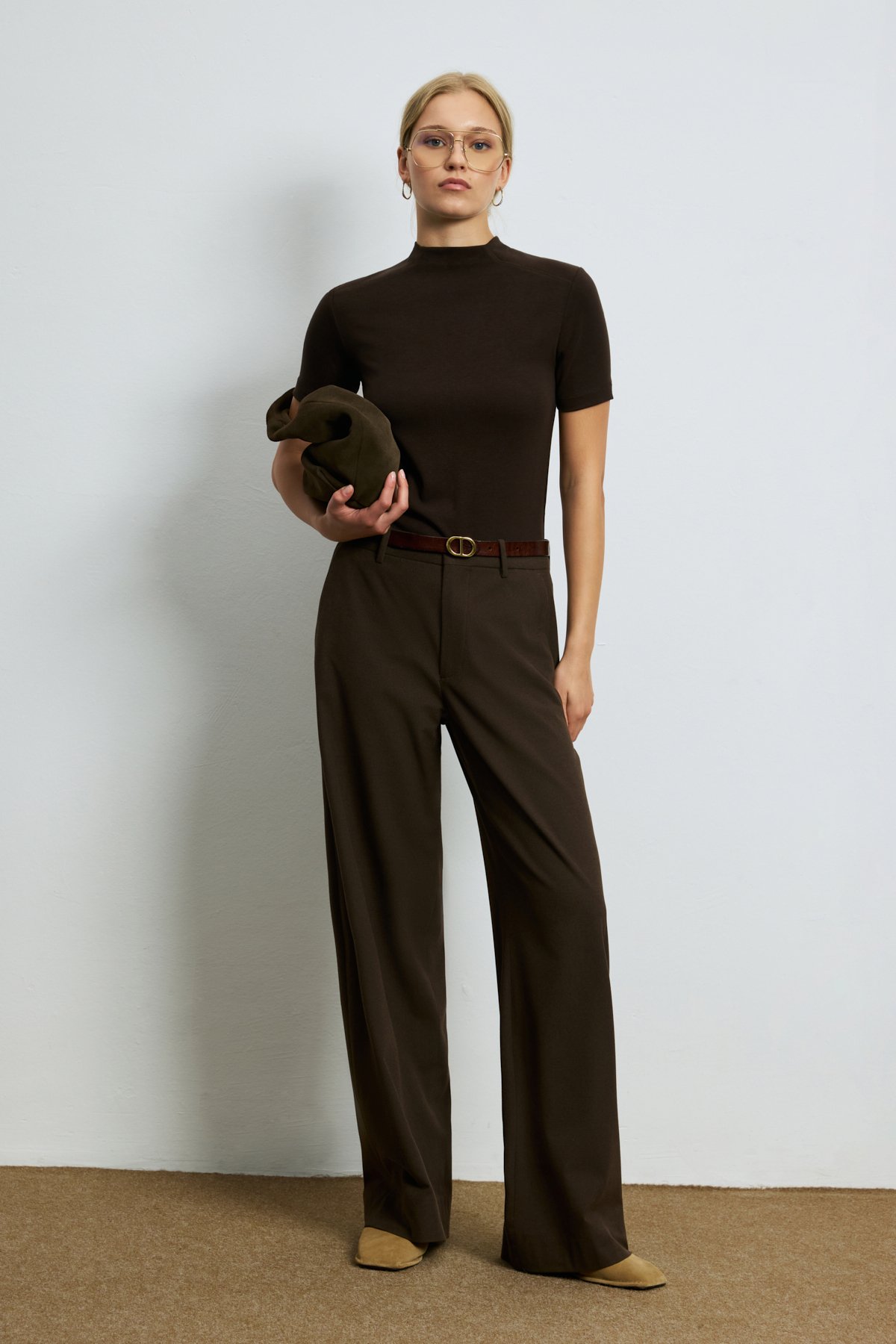 Women's T- Shırt Dark Brown - LUFIAN