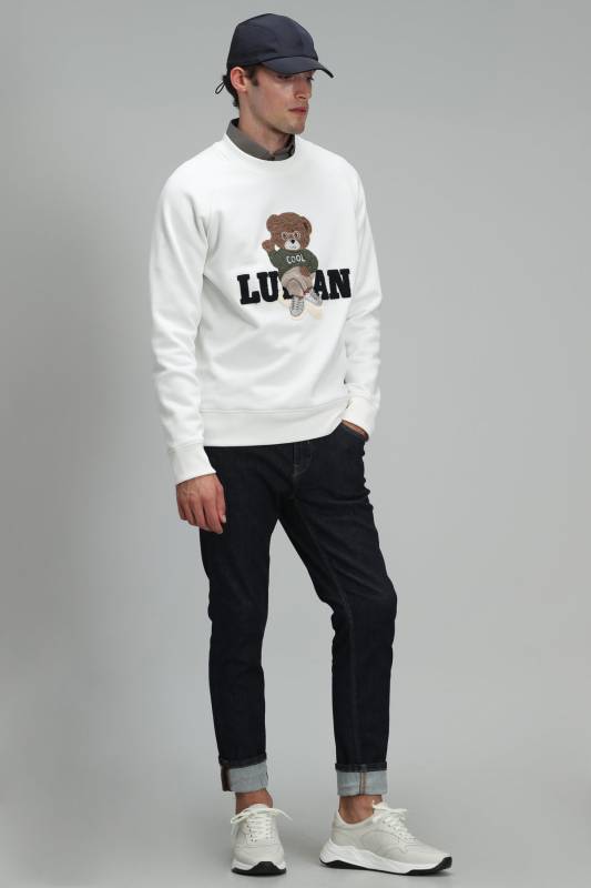 Derek Male Sweatshirt Off Whıte - 5