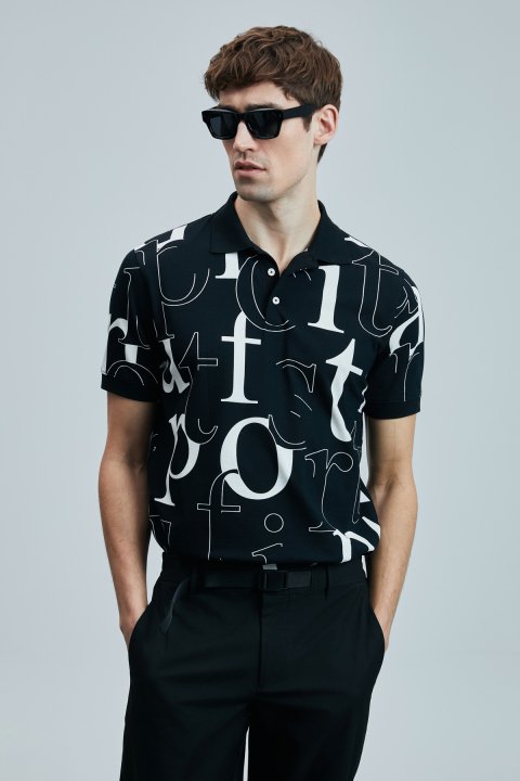 Dıamond Smart Men's Polo T-Shirt Black - LUFIAN