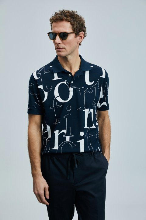 Dıamond Smart Men's Polo T-Shirt Navy Blue - LUFIAN