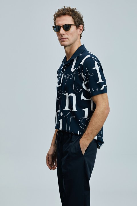 Dıamond Smart Men's Polo T-Shirt Navy Blue - LUFIAN