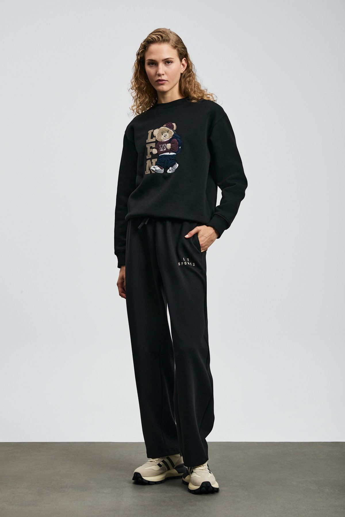 Dıamond Women's Knitted Sweatshirt Black - LUFIAN (1)