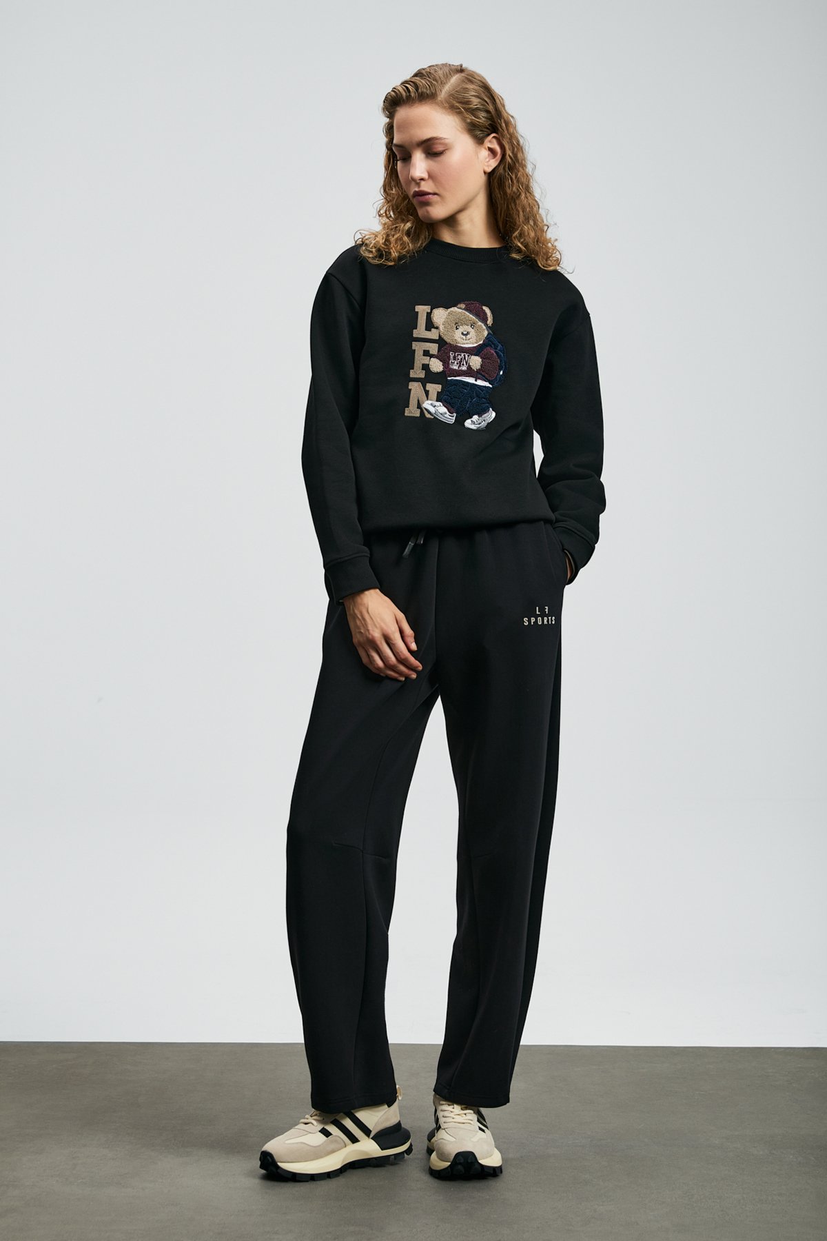 Dıamond Women's Knitted Sweatshirt Black - LUFIAN
