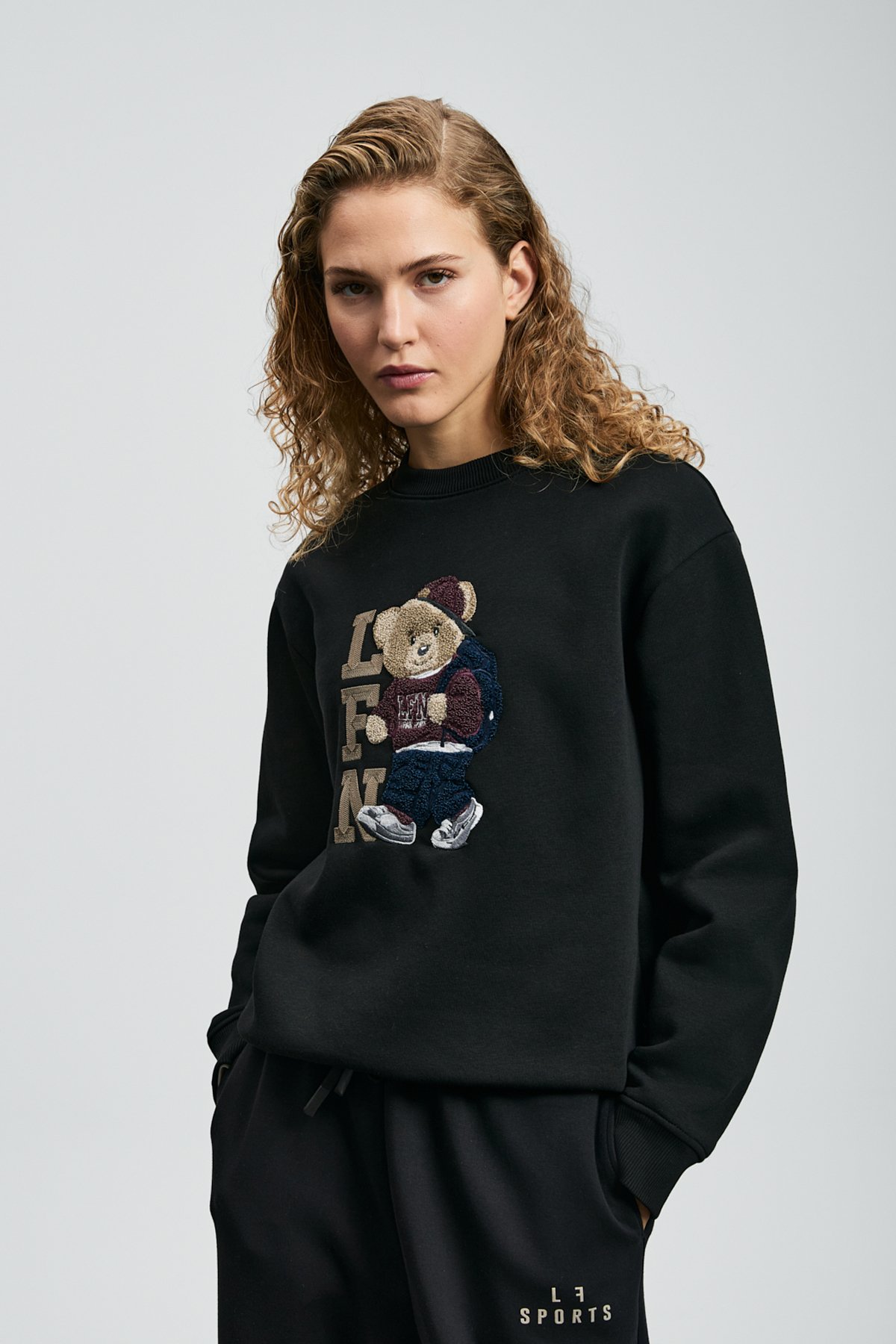 Dıamond Women's Knitted Sweatshirt Black - LUFIAN