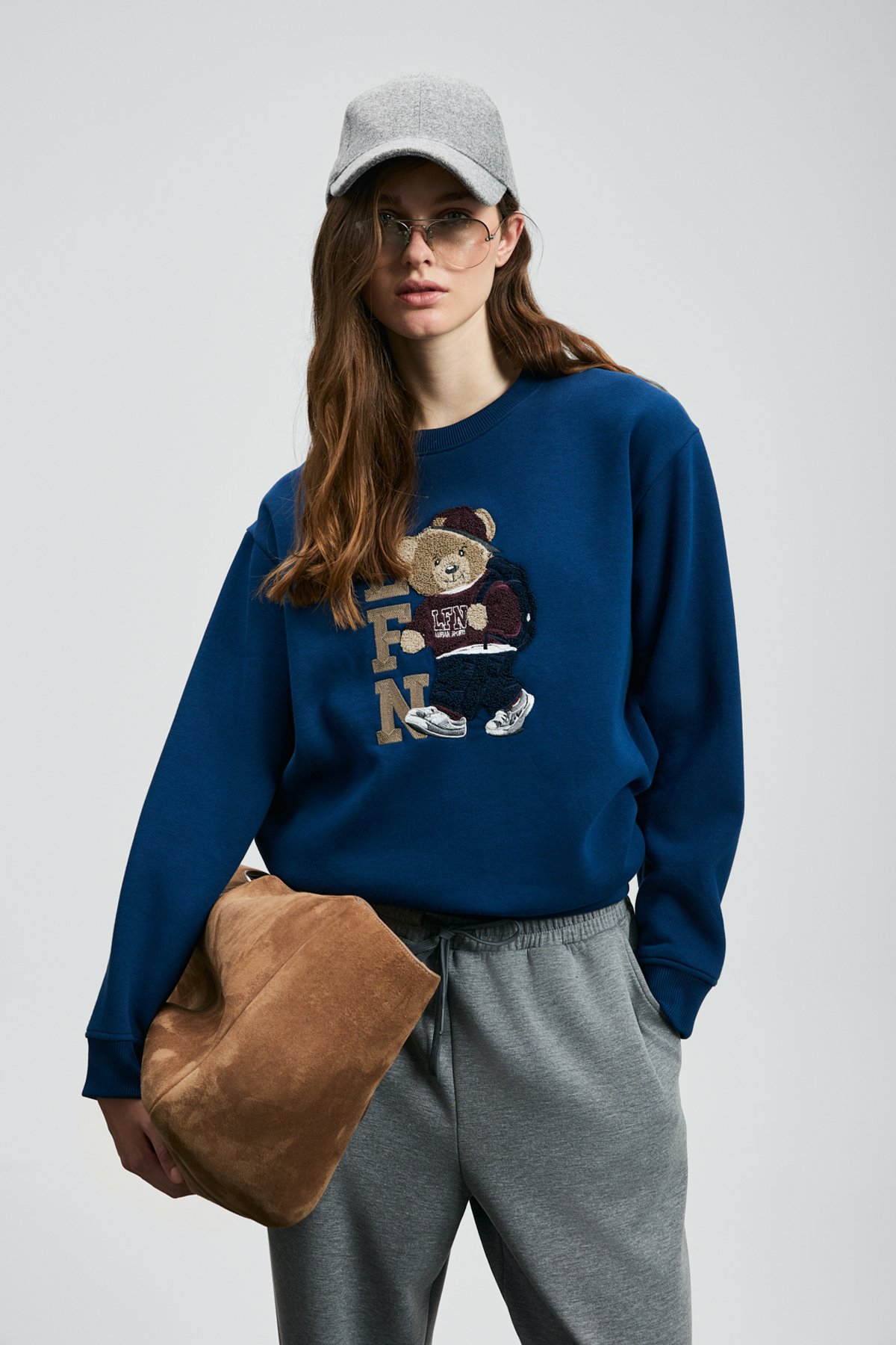 Dıamond Women's Knitted Sweatshirt Saxes - LUFIAN