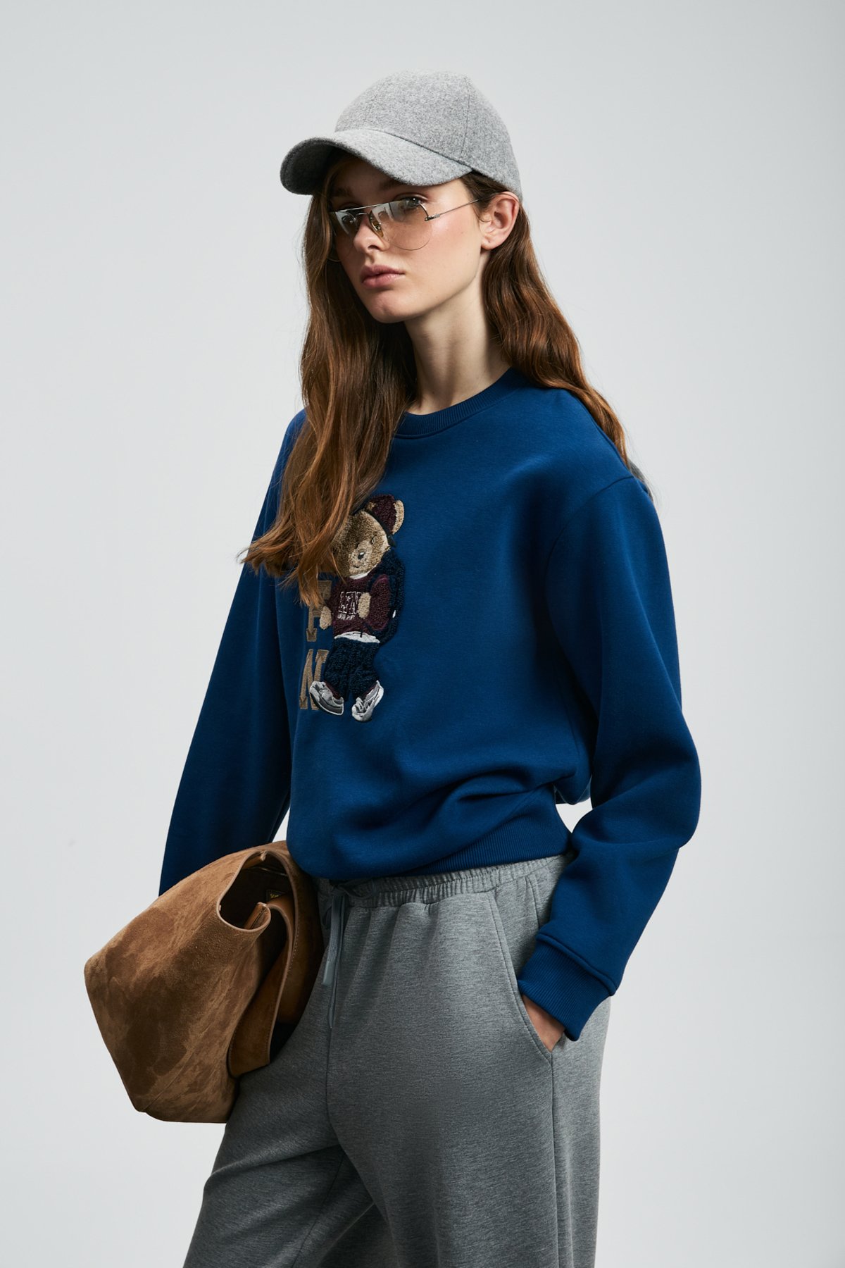 Dıamond Women's Knitted Sweatshirt Saxes - LUFIAN