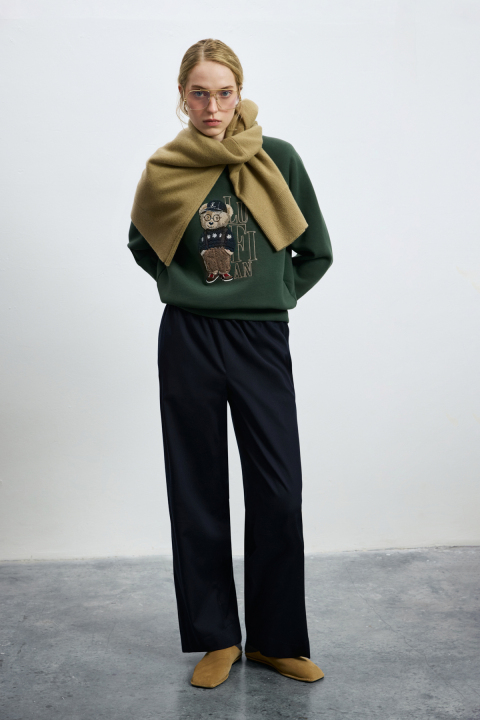 Diamond Women's Knitted Sweatshirt Grass Green - LUFIAN