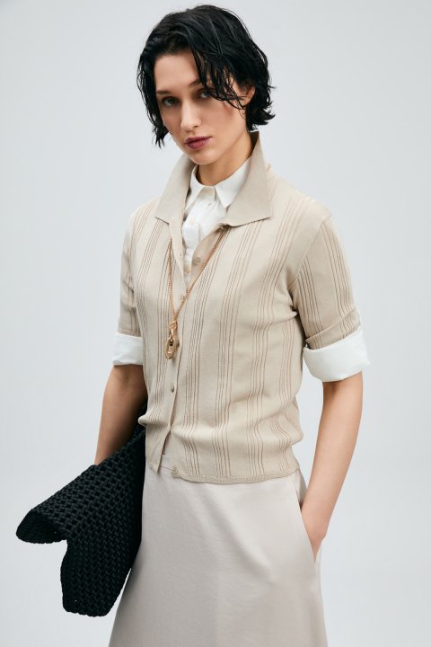 Dına Women's Knitwear Shirt Beige - LUFIAN