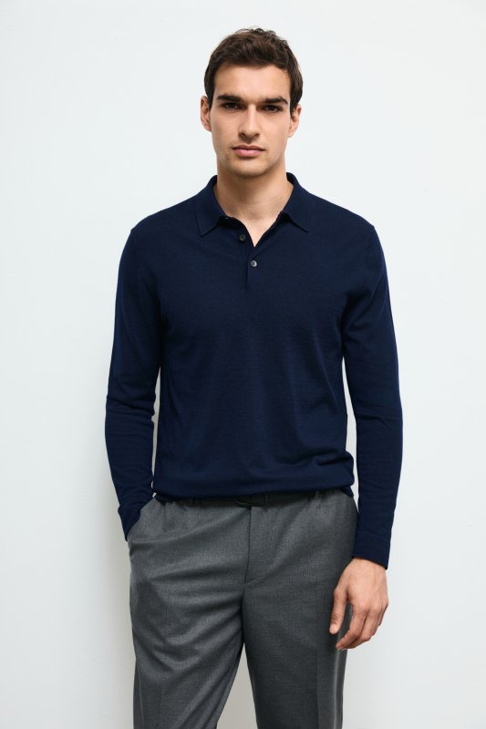 Donald Men's Wool Blend Sweater Navy Blue