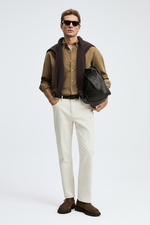 Danıel Men Basic Shirt Regular Fıt Camel - LUFIAN
