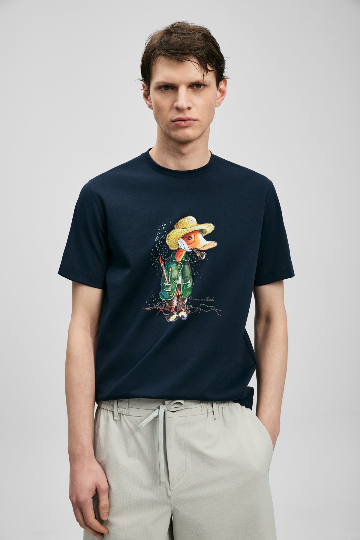 Duck Modern Graphic T-Shirt Navy Blue - LUFIAN