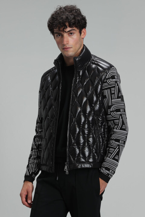 Dustin Goose Feather Male Coat Black - Lufian