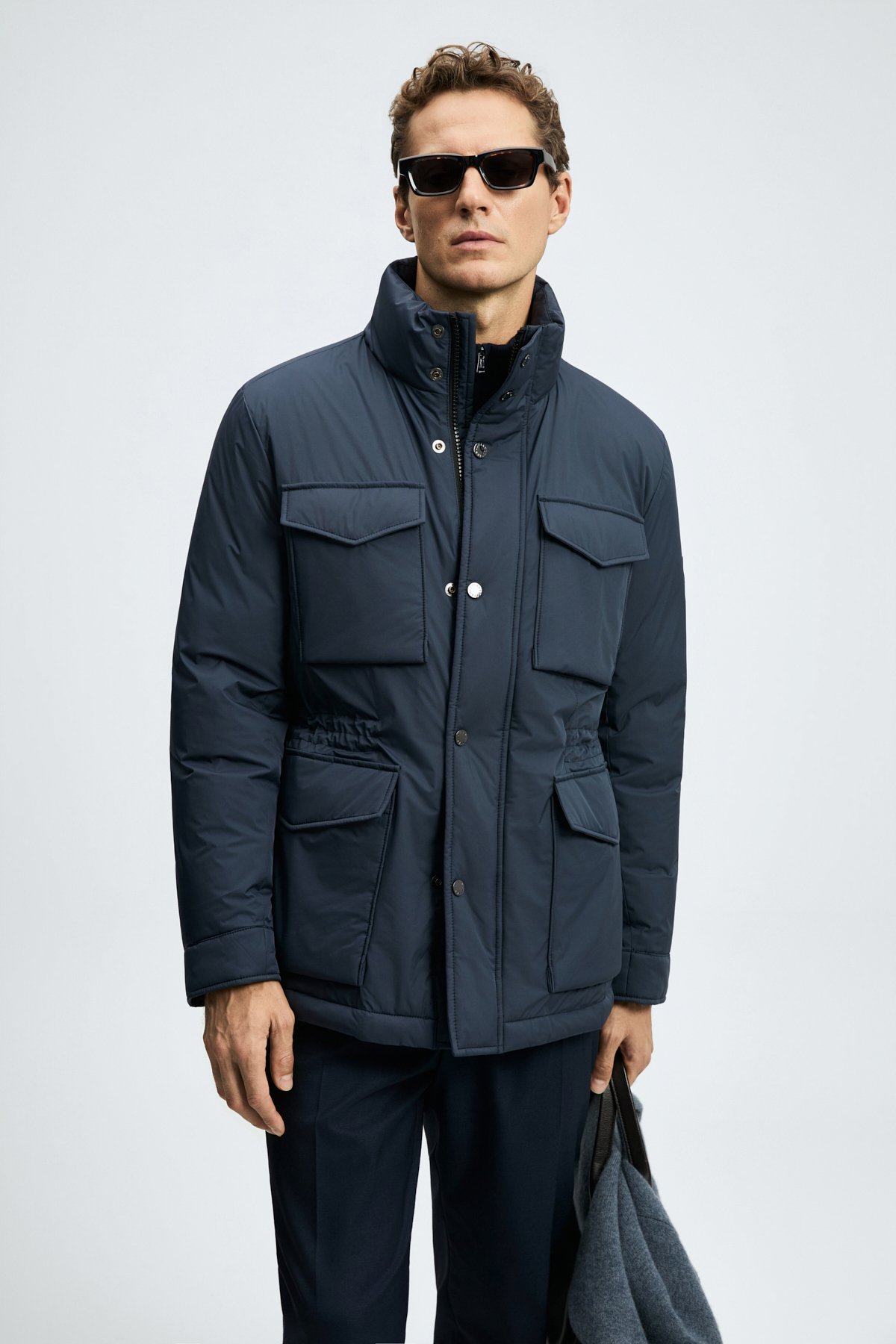 Edgar Goose Feather Male Coat Navy - Lufian