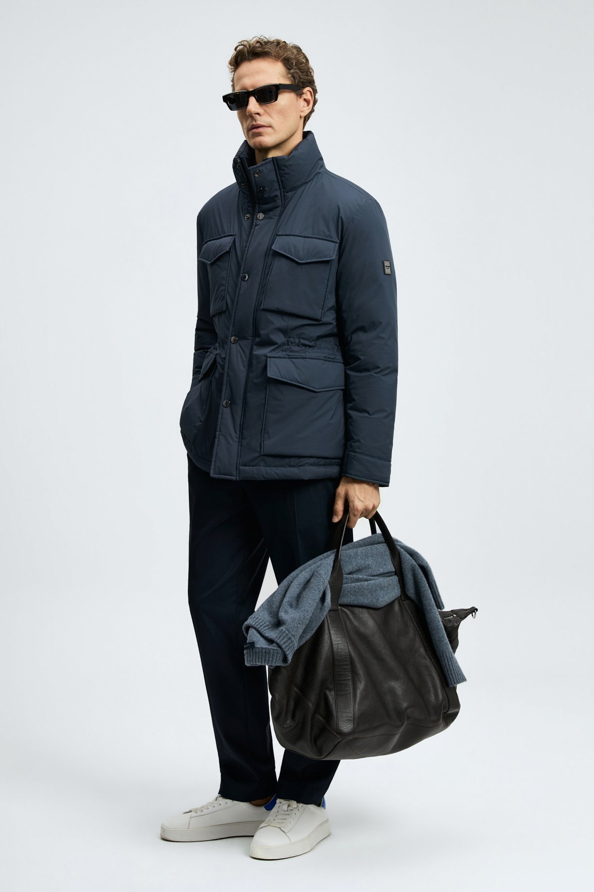 Edgar Goose Feather Male Coat Navy - Lufian