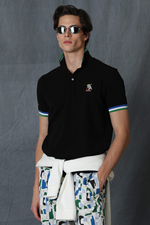 Edward Sports Polo Mens T - Shirt Black - Lufian