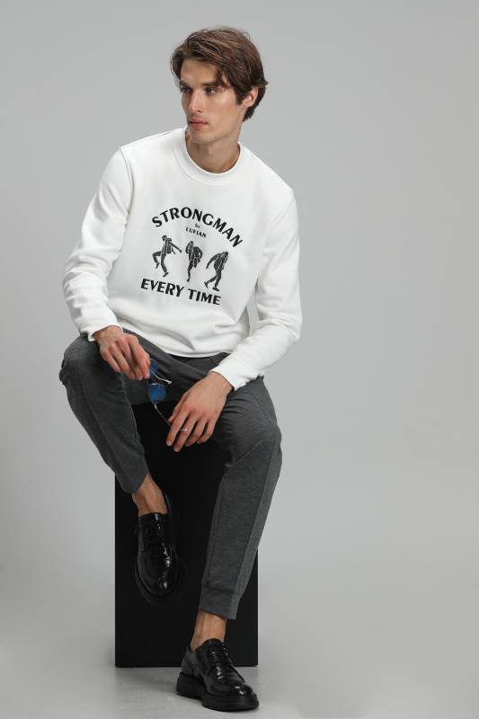 Edwın Male Sweatshirt Off Whıte - 2