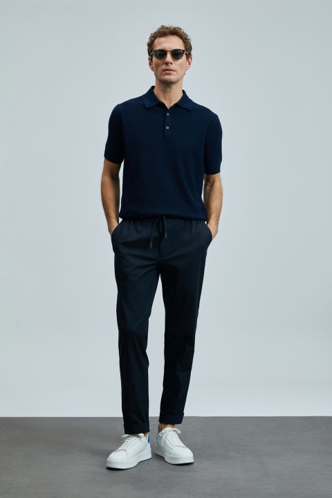 Edwın Men's Modal Blend Sweater Navy Blue - LUFIAN