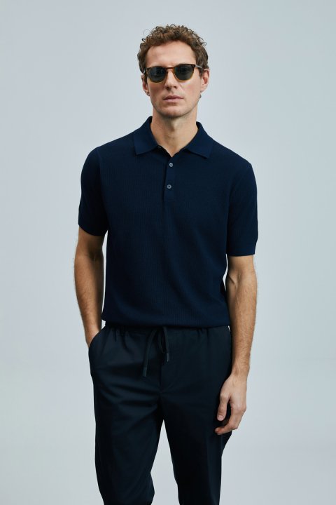 Edwın Men's Modal Blend Sweater Navy Blue - LUFIAN