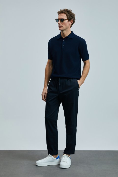 Edwın Men's Modal Blend Sweater Navy Blue - LUFIAN