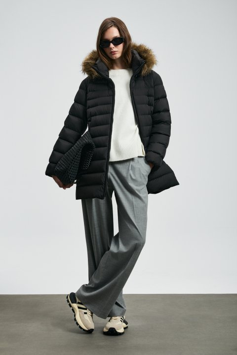 Elıt Goose Down Women's Coat Black - LUFIAN