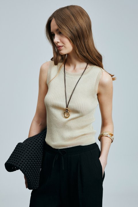 Emma Women's Linen Blend Sweater Sand - LUFIAN