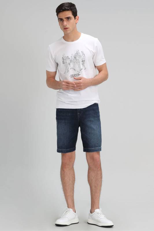 Enrıc Mens Denim Shorts Slım Fıt Indıgo - 1