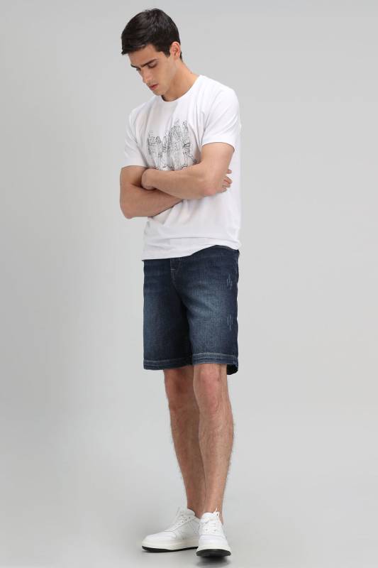 Enrıc Mens Denim Shorts Slım Fıt Indıgo - 3