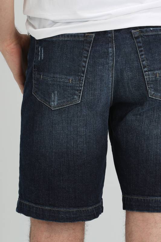 Enrıc Mens Denim Shorts Slım Fıt Indıgo - 4