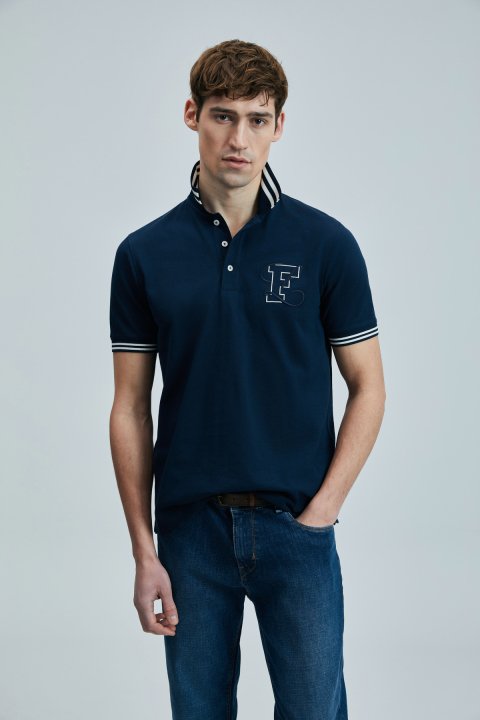 Everes Smart Men's Polo T-Shirt Navy Blue - LUFIAN (1)