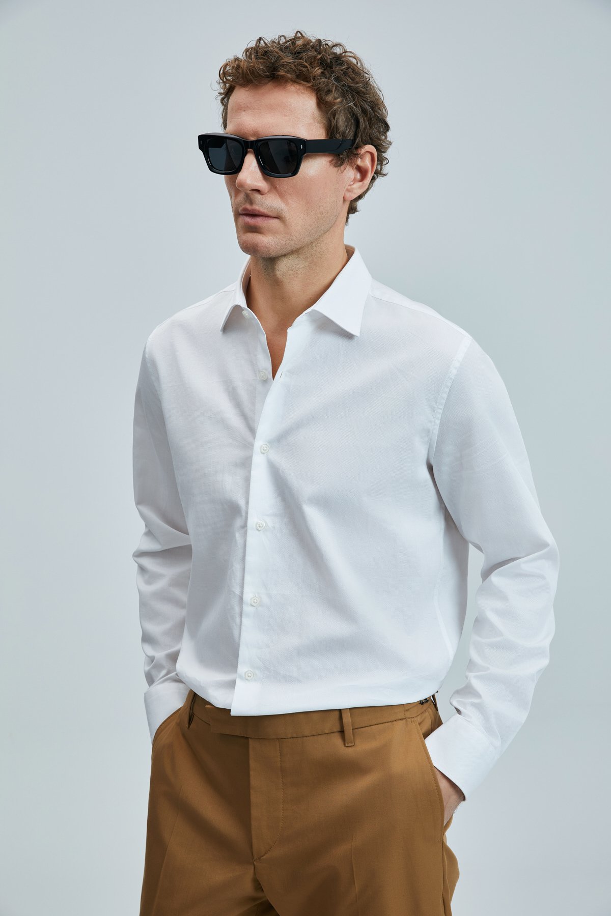 Farla Men's Basic Shirt Regular Fit White - LUFIAN