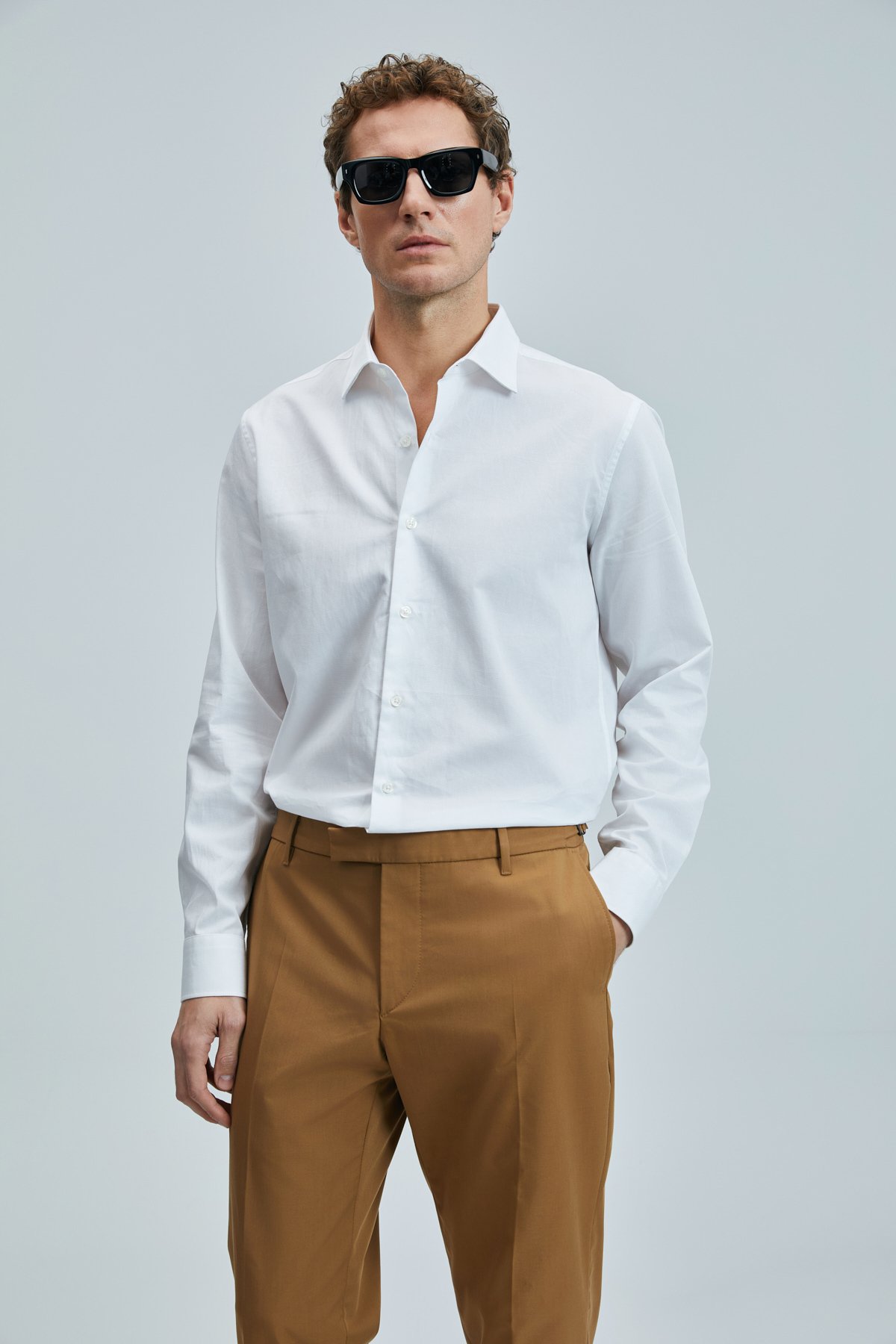 Farla Men's Basic Shirt Regular Fit White - LUFIAN