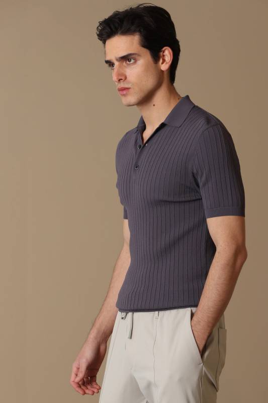 Eze Mens Short Sleeve Sweater Damson - 2