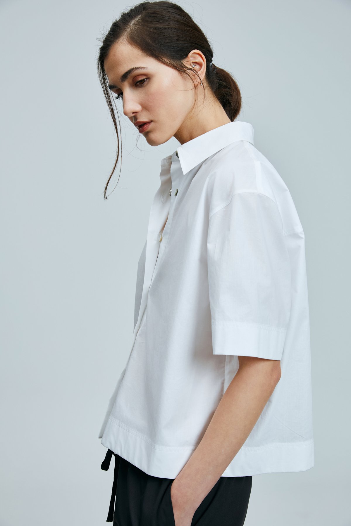 Fama Women's Cotton Shirt Ecru - LUFIAN