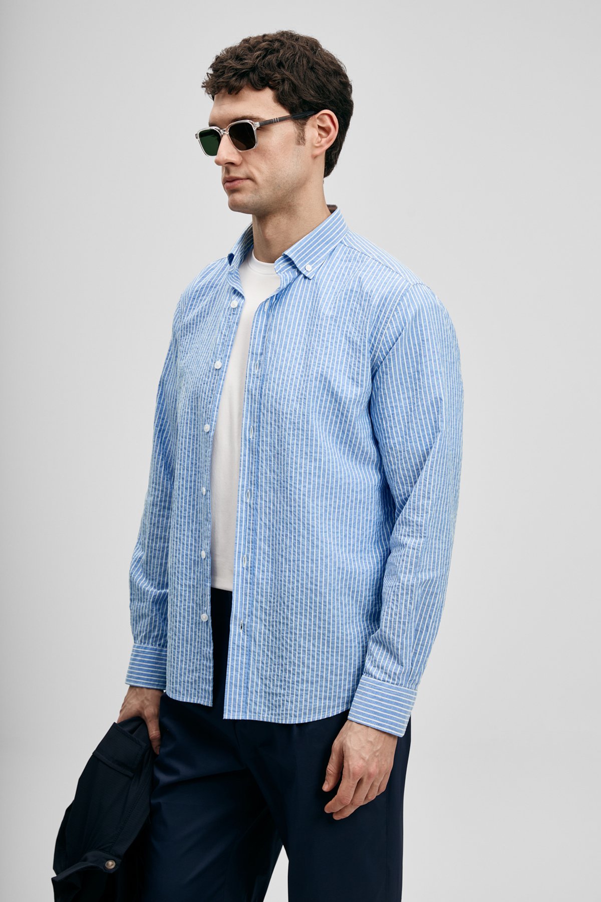 Federico Men's Basic Shirt Regular Fit Blue - LUFIAN