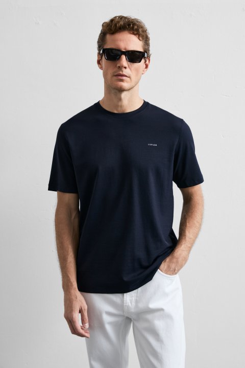 Fınto Modern Graphic T-Shirt Navy Blue - LUFIAN