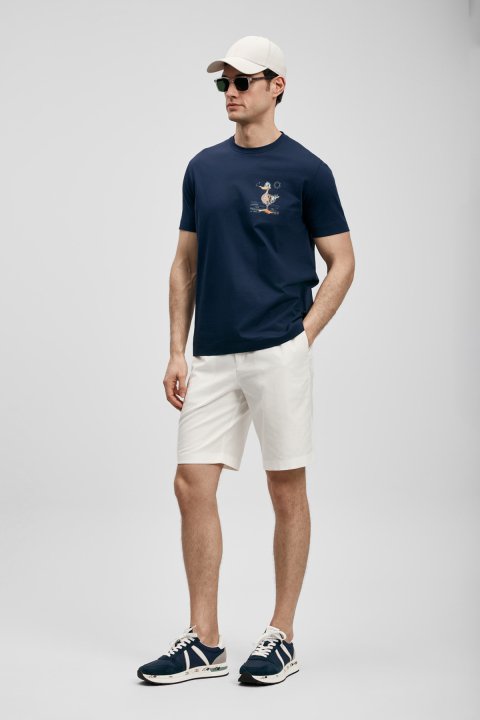 Fınx Modern Graphic T-Shirt Navy Blue - LUFIAN