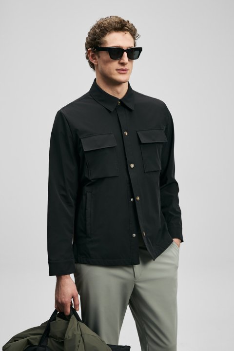 Flex Men's Shirt Jacket Black - LUFIAN