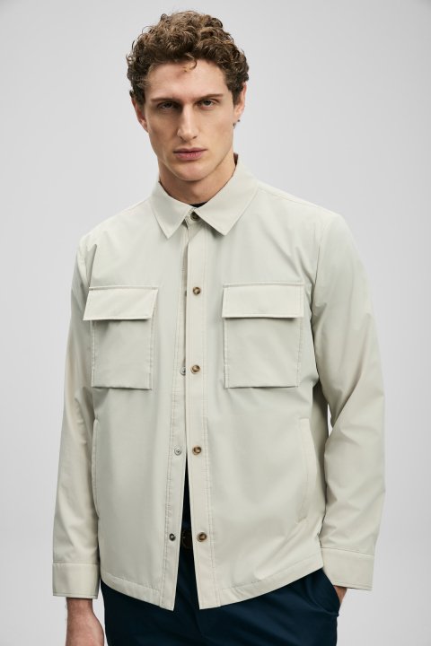 Flex Men's Shirt Jacket Stone - LUFIAN