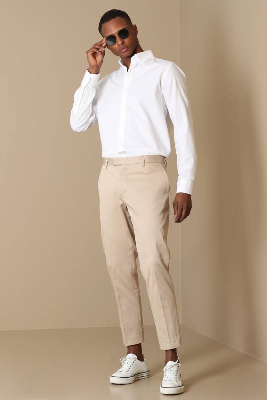 Flor Smart Mens Chino Pants Slım Fıt Camel - 4