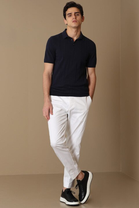 Flor Smart Mens Chino Pants Slım Fıt Whıte - Lufian