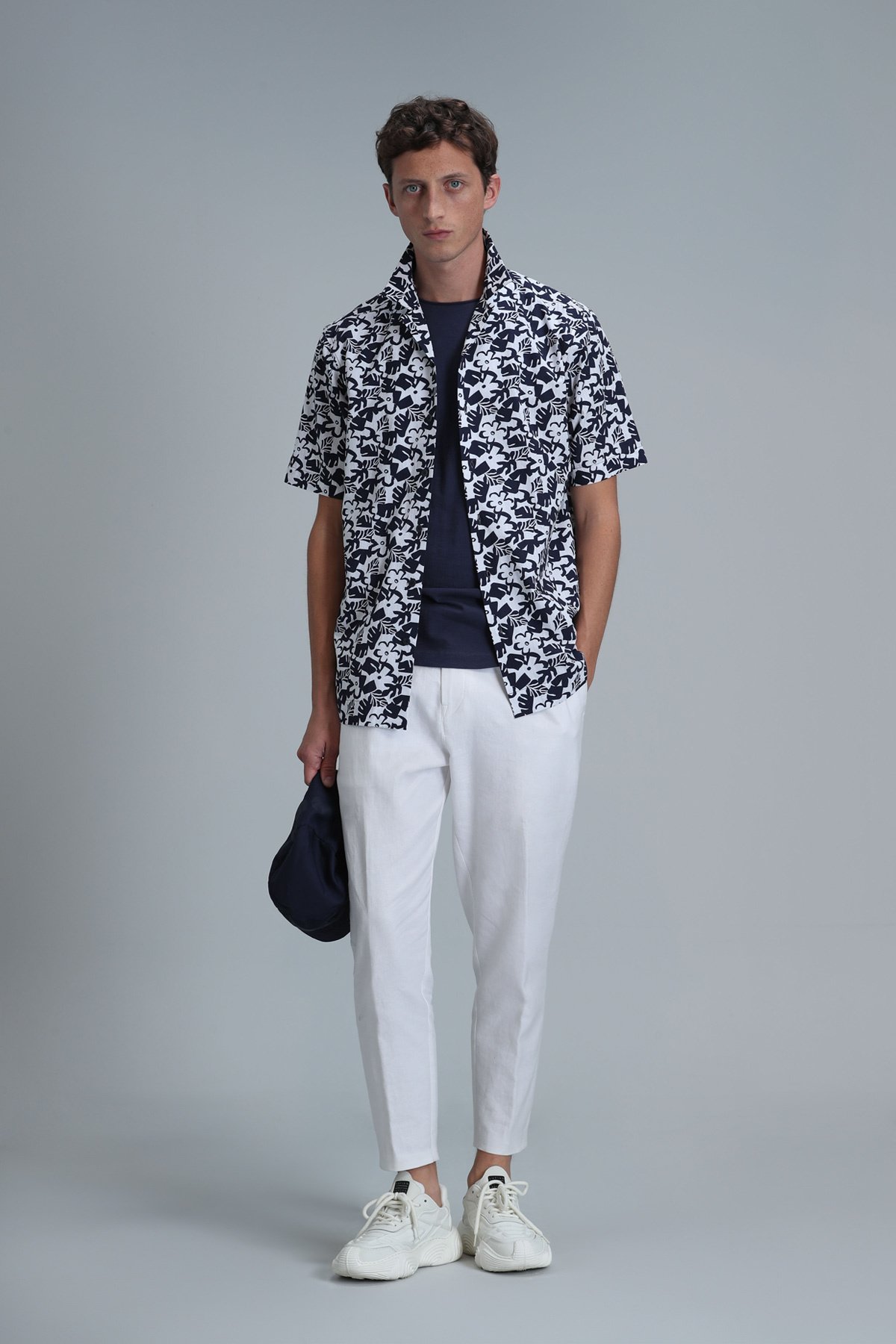 Flow Men's Basic Shirt Regular Fit Navy Blue - LUFIAN