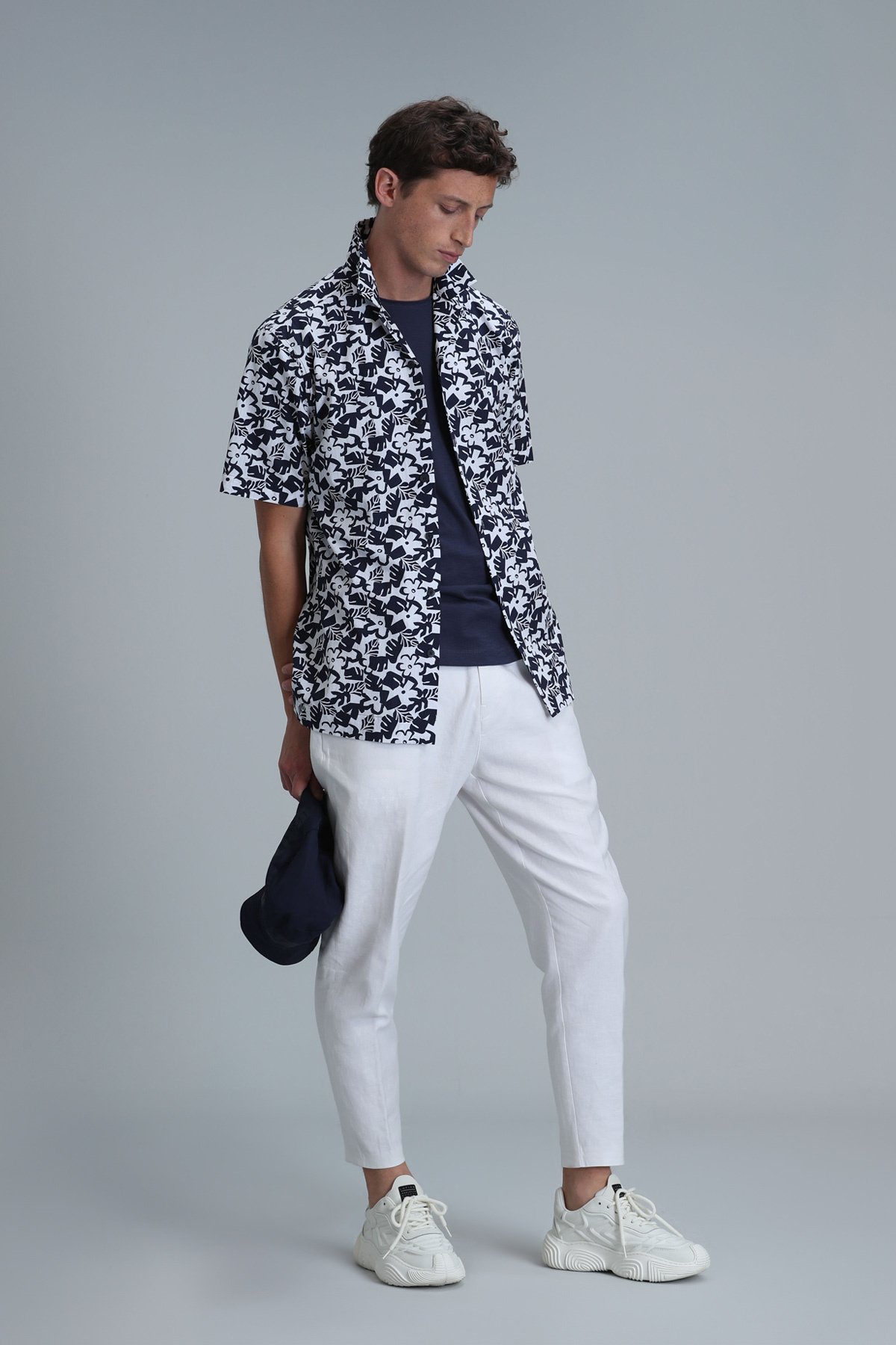 Flow Men's Basic Shirt Regular Fit Navy Blue - LUFIAN