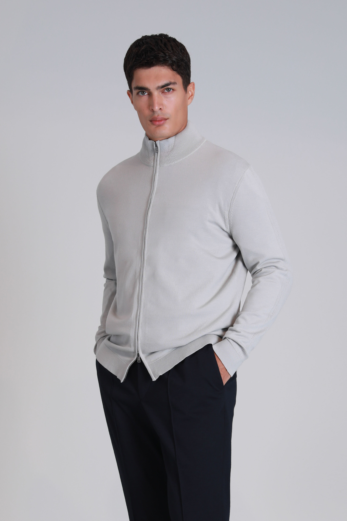Force Male Cardigan Lıght Grey - Lufian