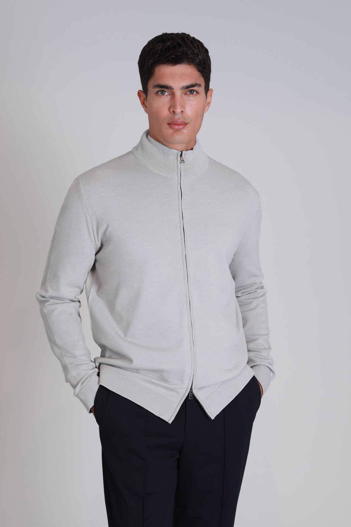 Force Men's Cardigan Light Gray - LUFIAN