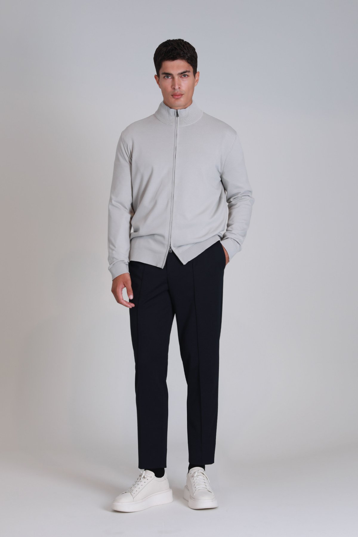 Force Men's Cardigan Light Gray - LUFIAN