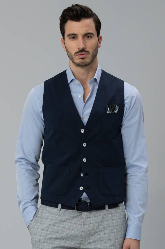 Frank Classic Mens Vest Navy - 1