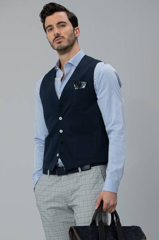 Frank Classic Mens Vest Navy - 3