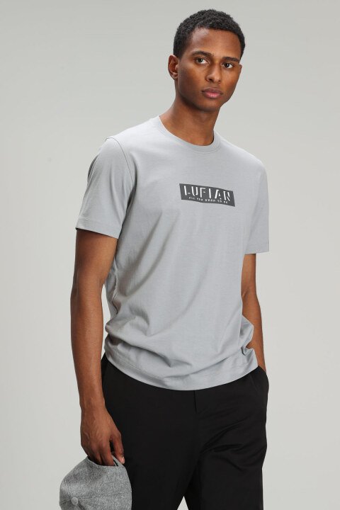 Frank Mens Graph Basic T - Shirt Grey - Lufian