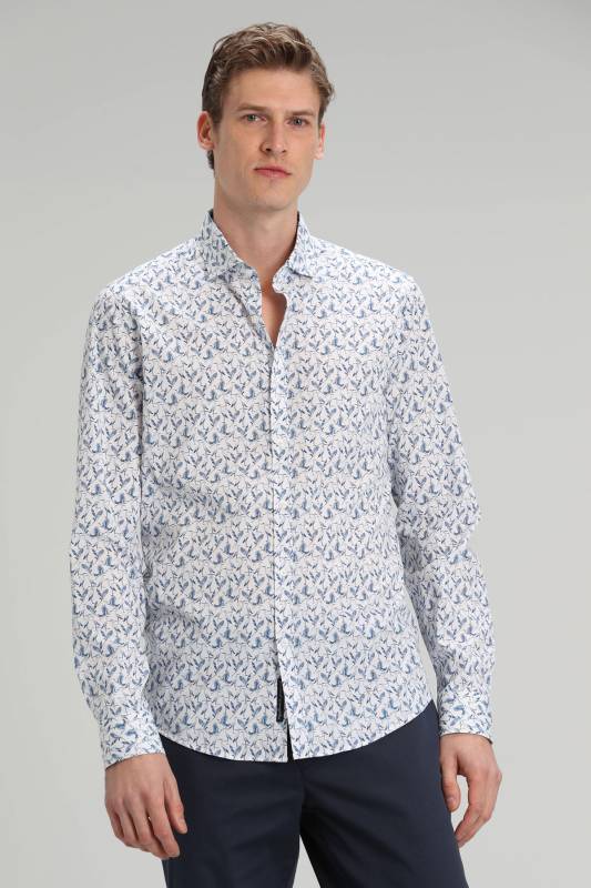 Fray Mens Smart Shirt Slım Fıt Sax - 1